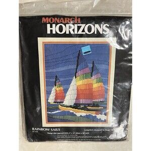 Vtg 1986 Horizon No 135 Rainbow Sails 9x12 Longstitch Embroidery NOS